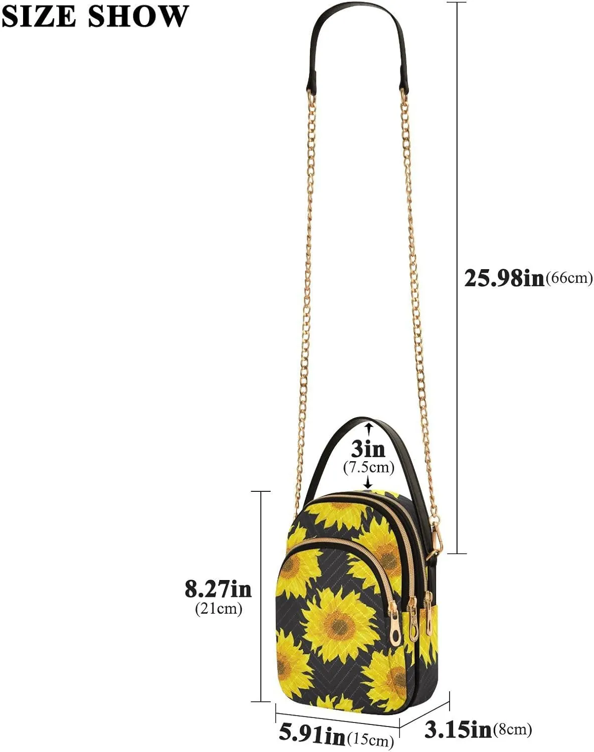 Women's Wave Cross Body Chest Bag, 52 inch Gold Chain Shoulder Handbag Purse