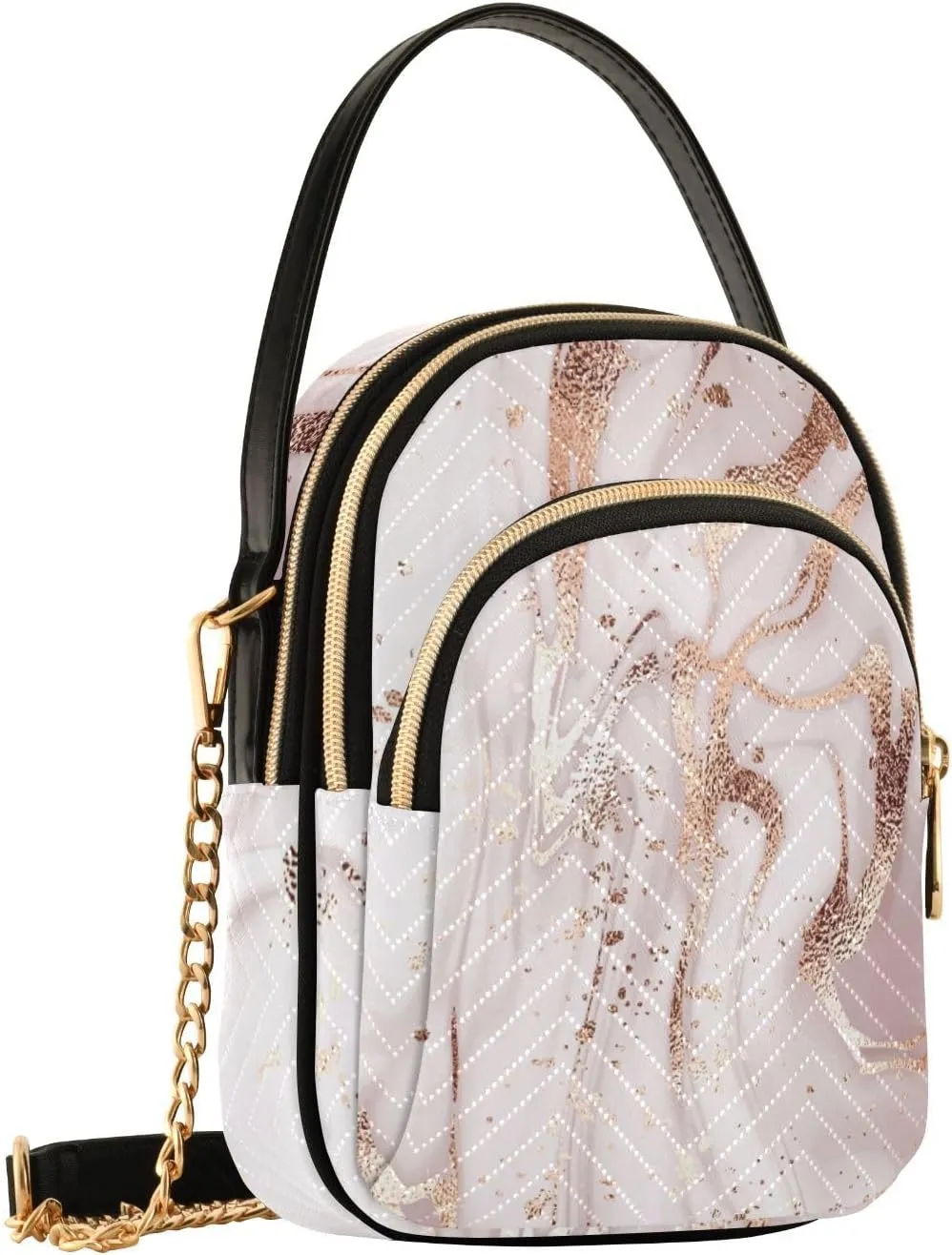 Women's Wave Cross Body Chest Bag, 52 inch Gold Chain Shoulder Handbag Purse
