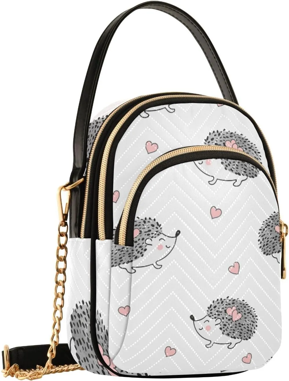 Women's Wave Cross Body Chest Bag, 52 inch Gold Chain Shoulder Handbag Purse