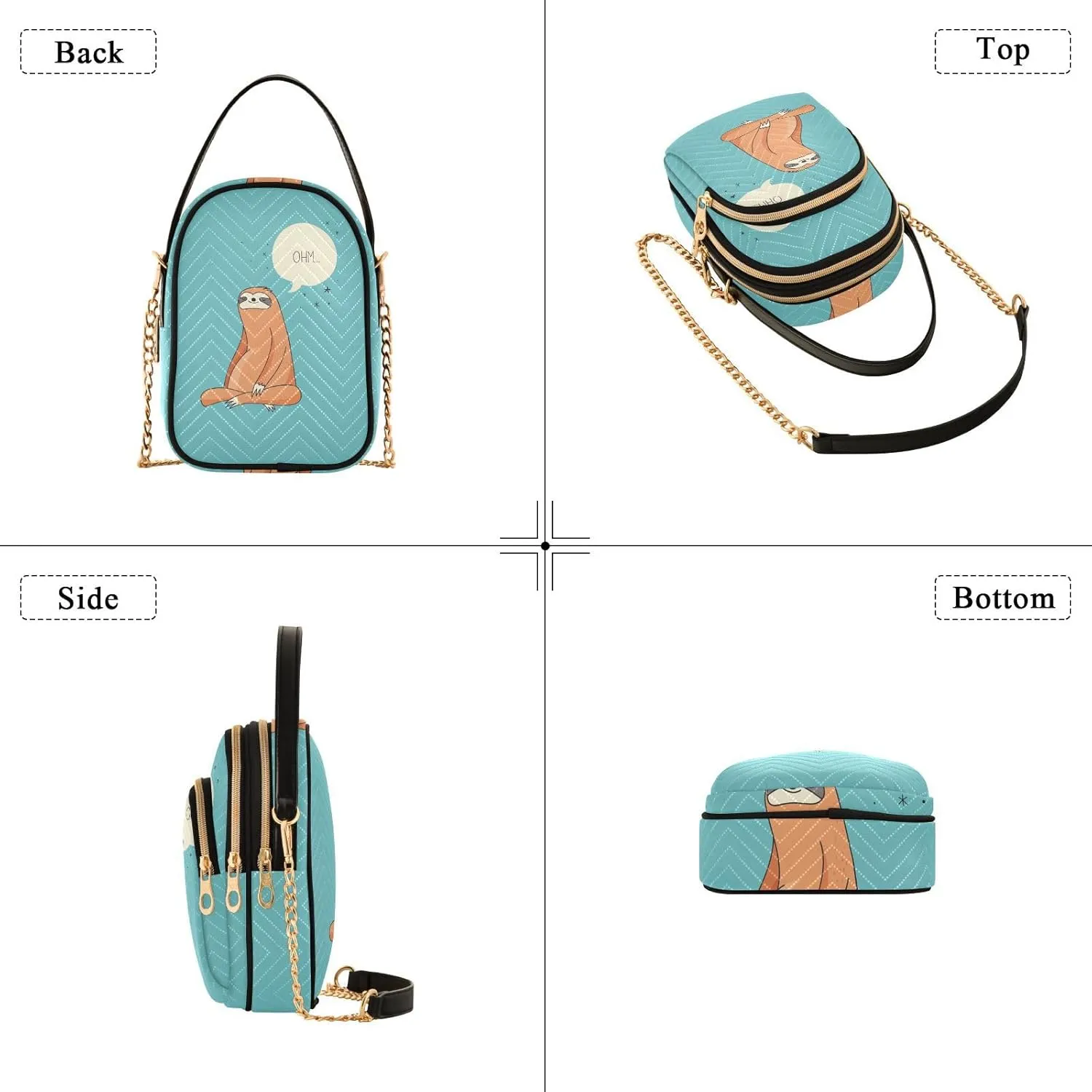 Women's Wave Cross Body Chest Bag, 52 inch Gold Chain Shoulder Handbag Purse