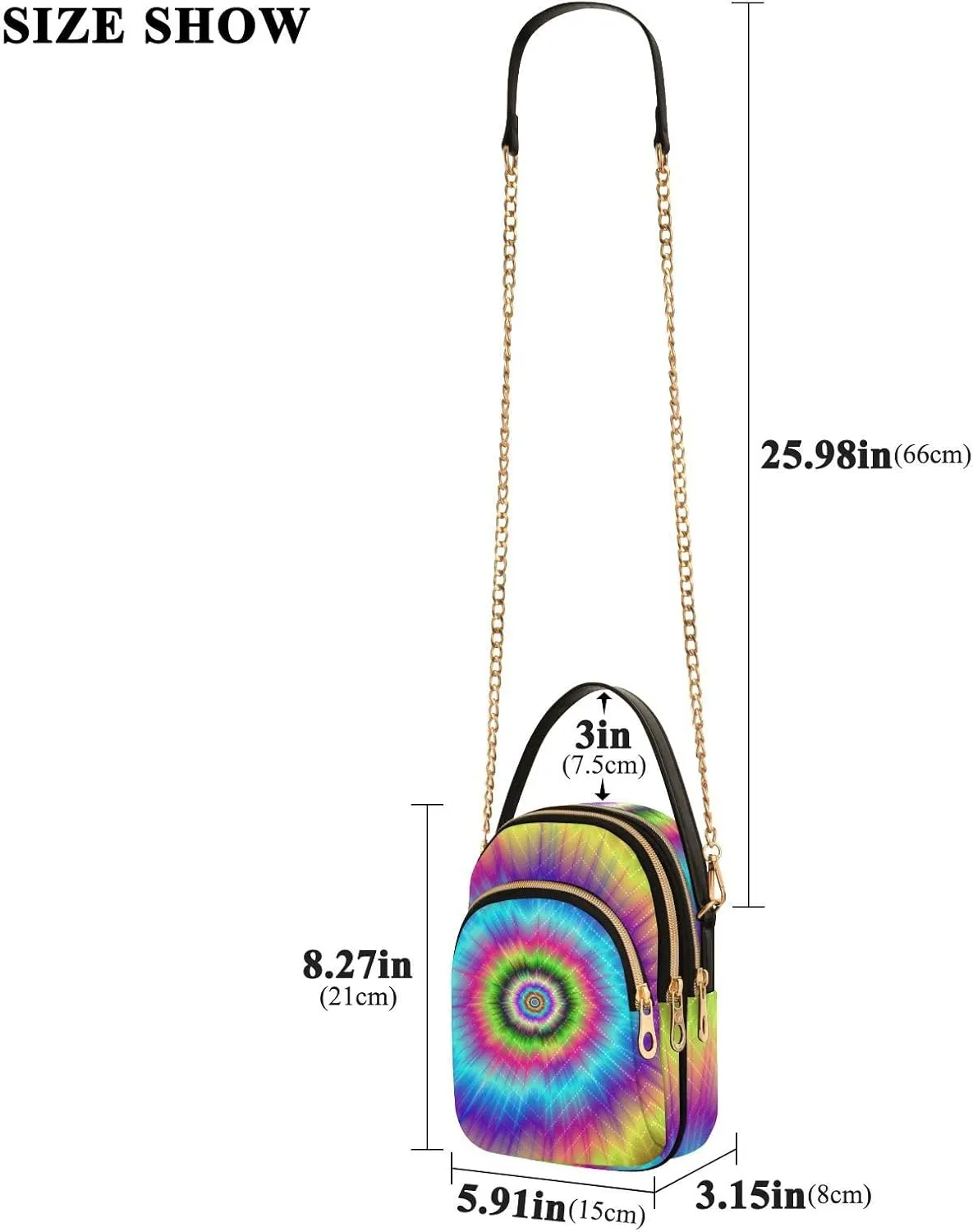 Women's Wave Cross Body Chest Bag, 52 inch Gold Chain Shoulder Handbag Purse