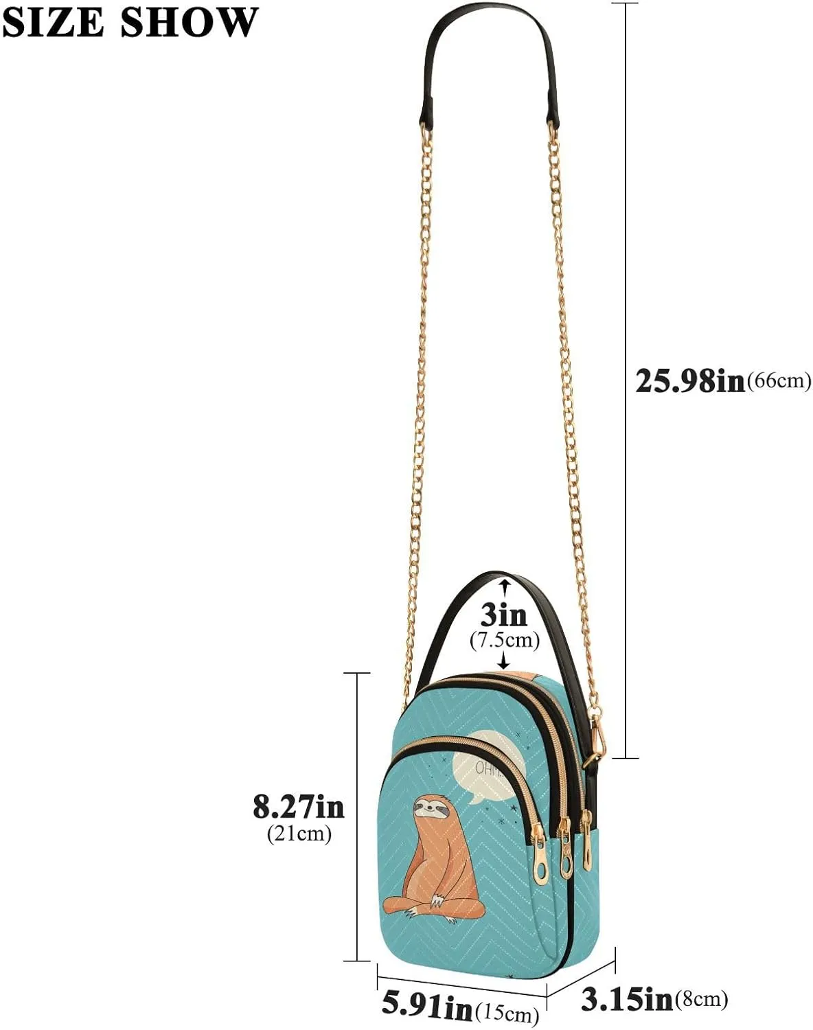 Women's Wave Cross Body Chest Bag, 52 inch Gold Chain Shoulder Handbag Purse
