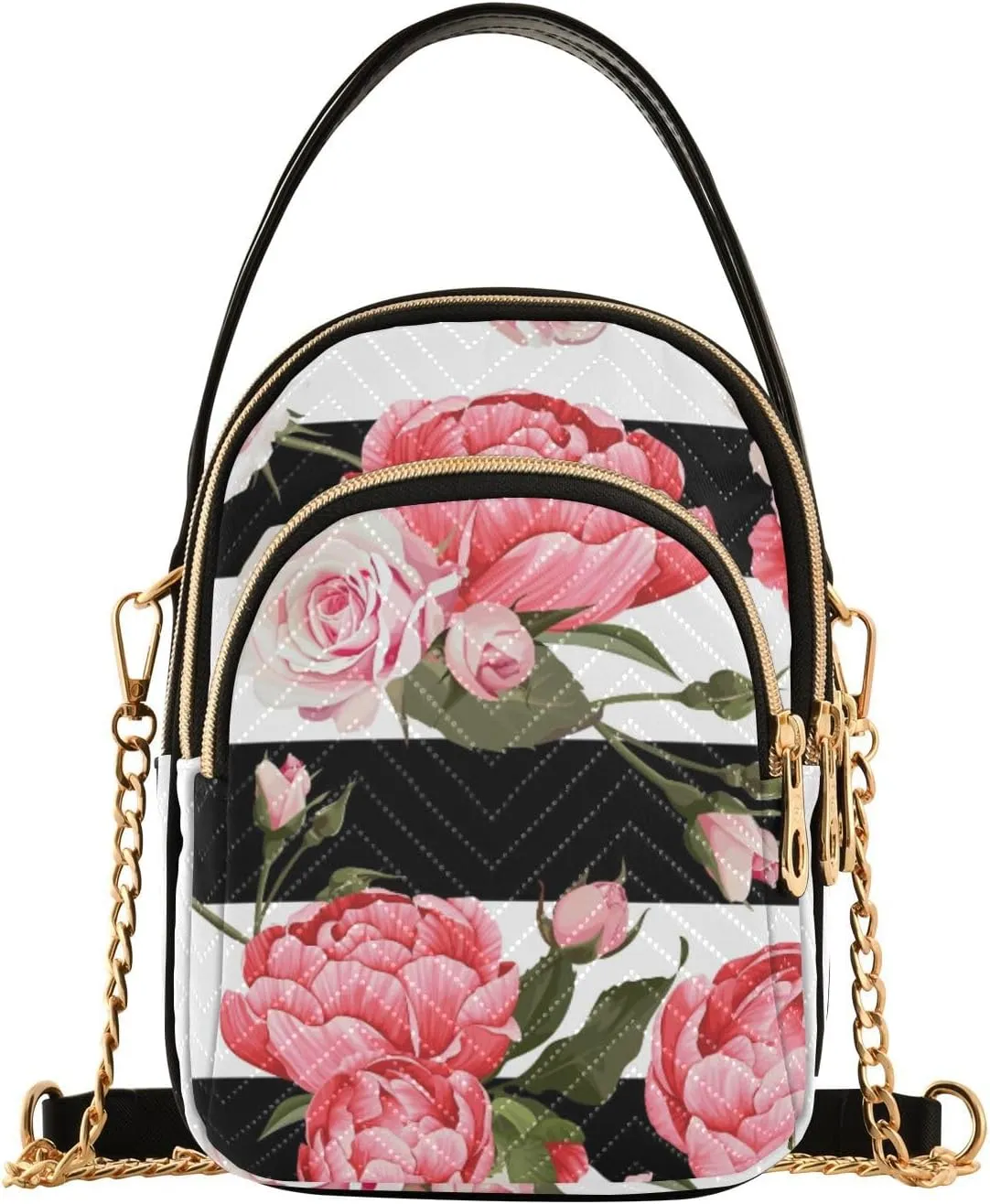 Women's Wave Cross Body Chest Bag, 52 inch Gold Chain Shoulder Handbag Purse