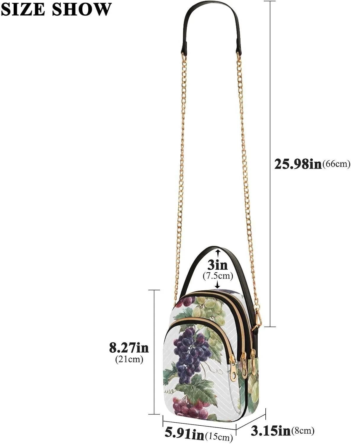 Women's Wave Cross Body Chest Bag, 52 inch Gold Chain Shoulder Handbag Purse