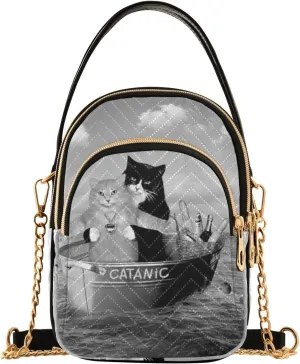Women's Wave Cross Body Chest Bag, 52 inch Gold Chain Shoulder Handbag Purse