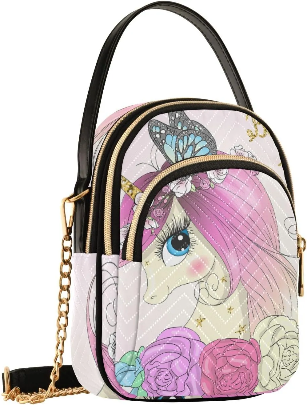 Women's Wave Cross Body Chest Bag, 52 inch Gold Chain Shoulder Handbag Purse