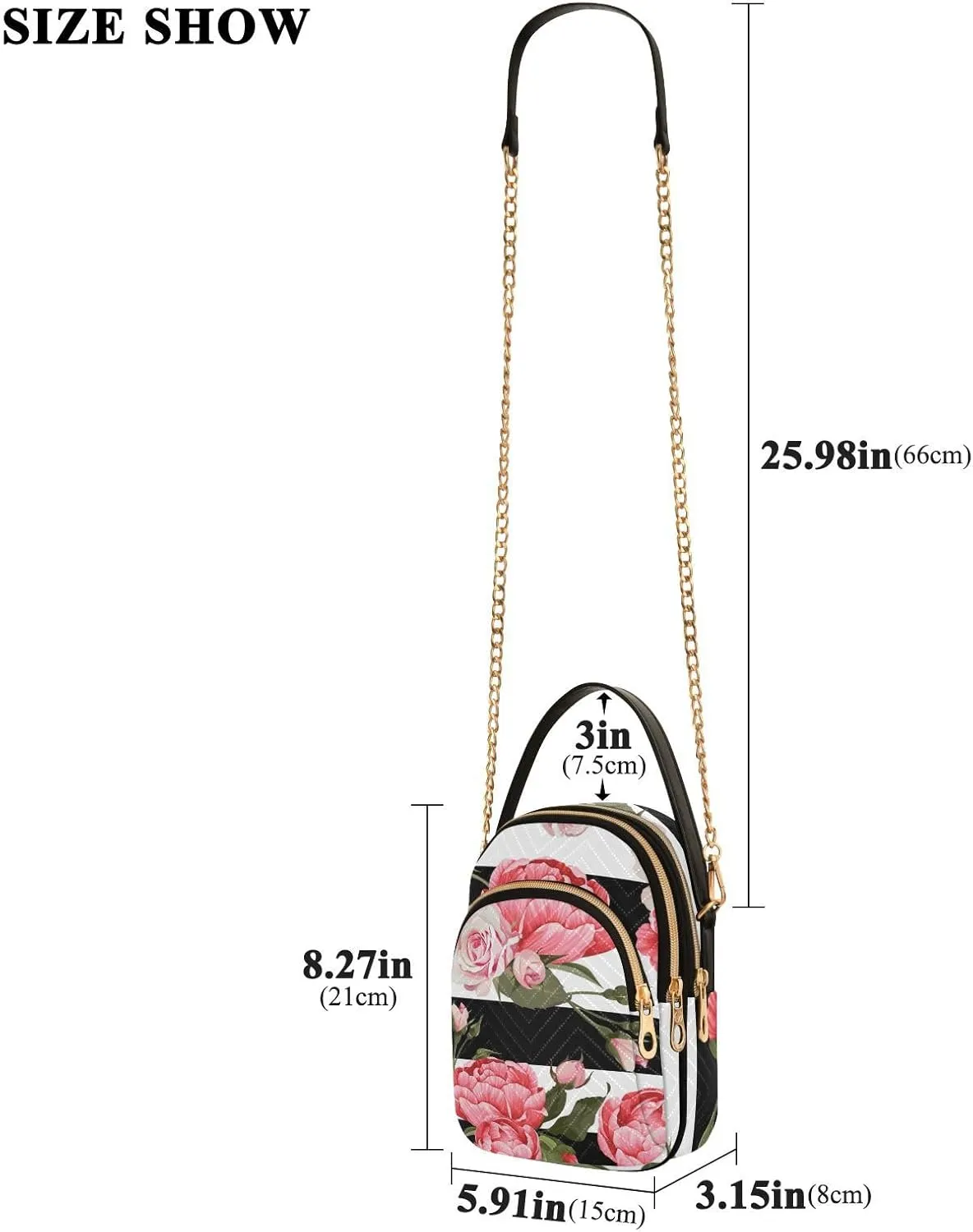 Women's Wave Cross Body Chest Bag, 52 inch Gold Chain Shoulder Handbag Purse