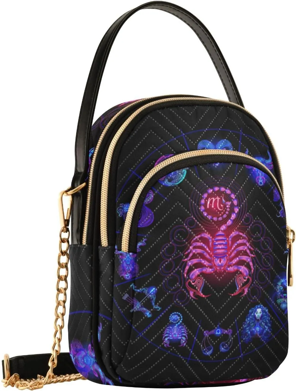 Women's Wave Cross Body Chest Bag, 52 inch Gold Chain Shoulder Handbag Purse