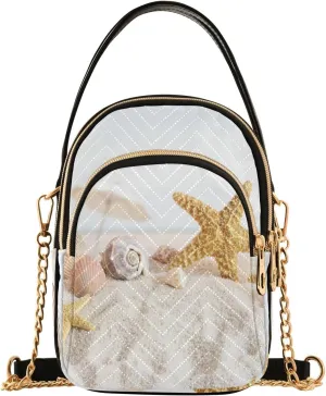 Women's Wave Cross Body Chest Bag, 52 inch Gold Chain Shoulder Handbag Purse