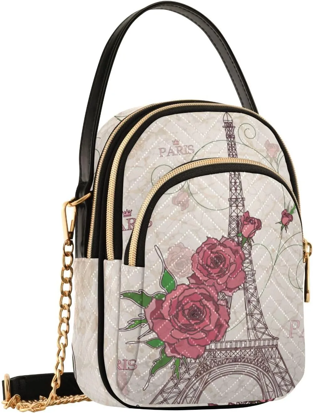 Women's Wave Cross Body Chest Bag, 52 inch Gold Chain Shoulder Handbag Purse