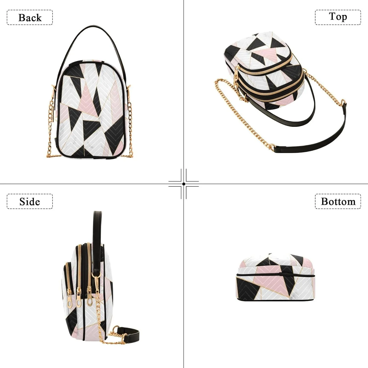 Women's Wave Cross Body Chest Bag, 52 inch Gold Chain Shoulder Handbag Purse