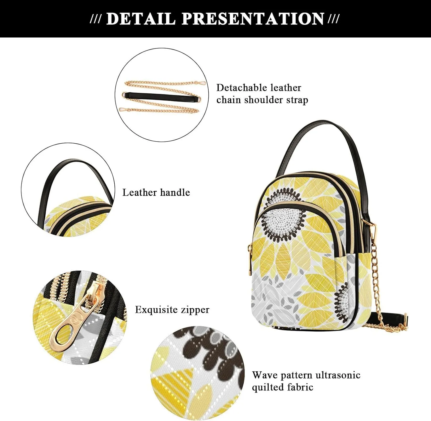 Women's Wave Cross Body Chest Bag, 52 inch Gold Chain Shoulder Handbag Purse