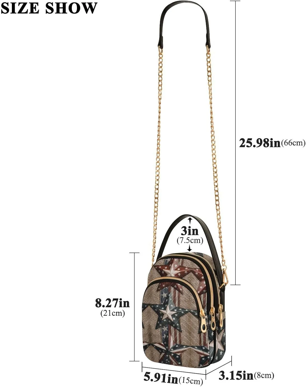 Women's Wave Cross Body Chest Bag, 52 inch Gold Chain Shoulder Handbag Purse