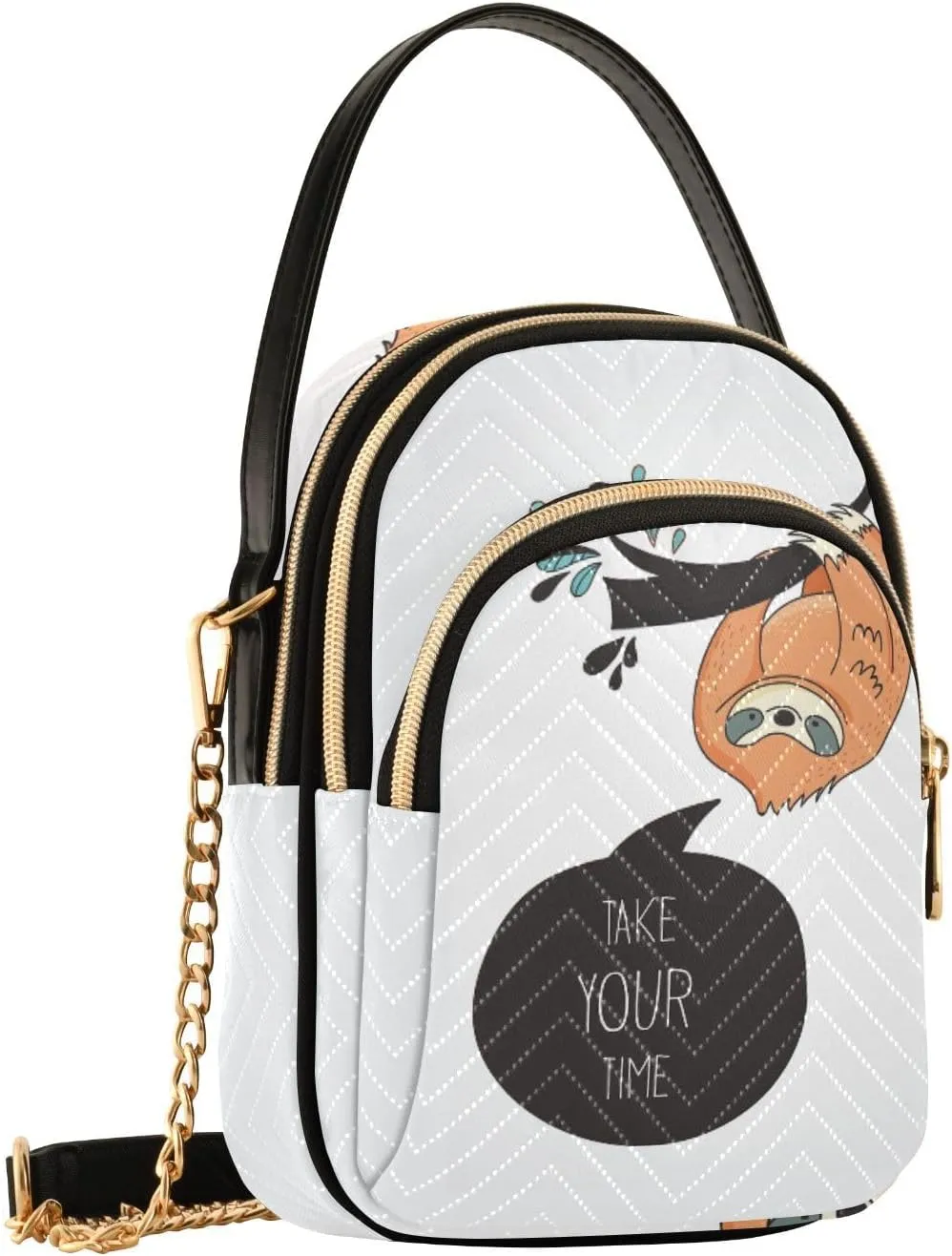 Women's Wave Cross Body Chest Bag, 52 inch Gold Chain Shoulder Handbag Purse