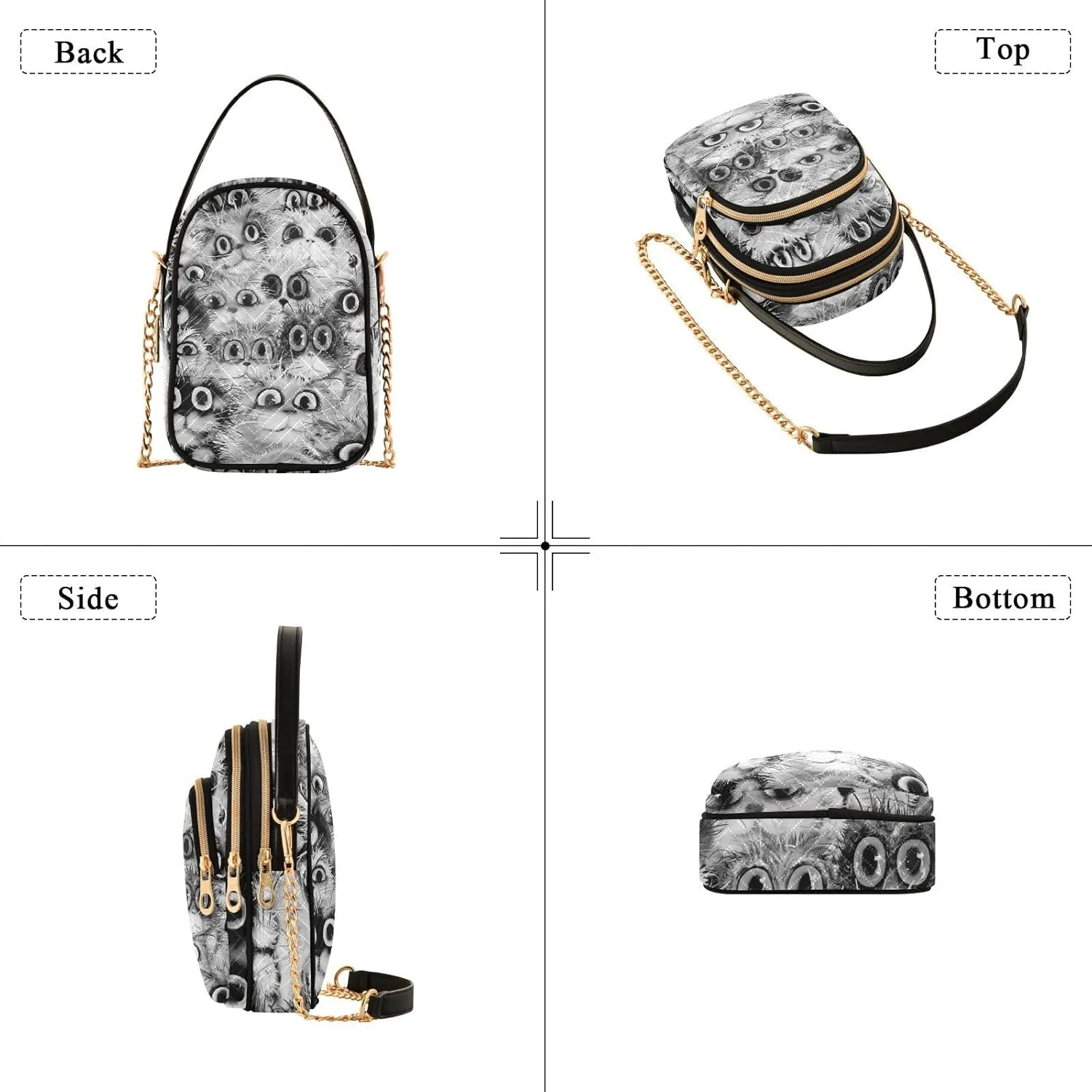 Women's Wave Cross Body Chest Bag, 52 inch Gold Chain Shoulder Handbag Purse