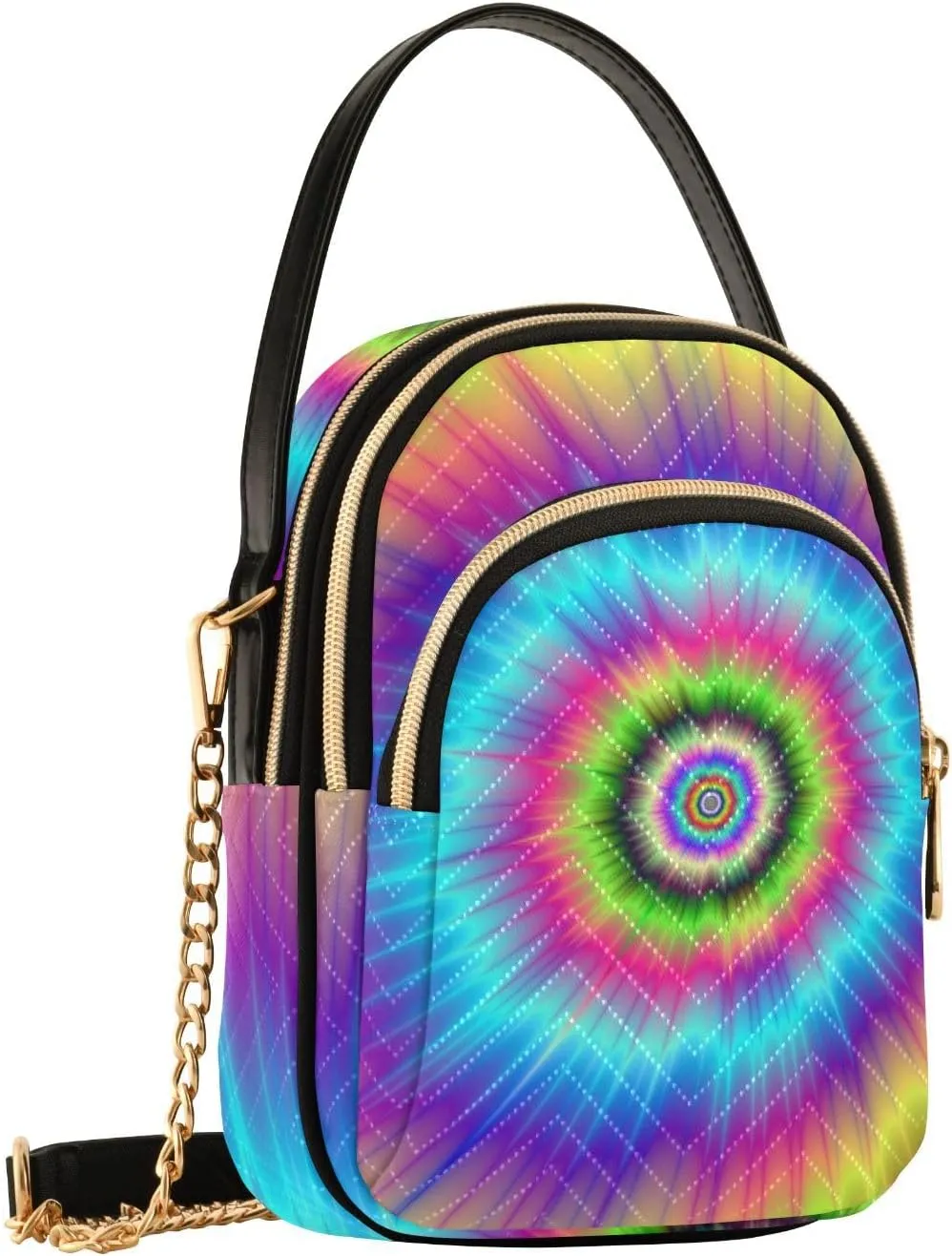 Women's Wave Cross Body Chest Bag, 52 inch Gold Chain Shoulder Handbag Purse