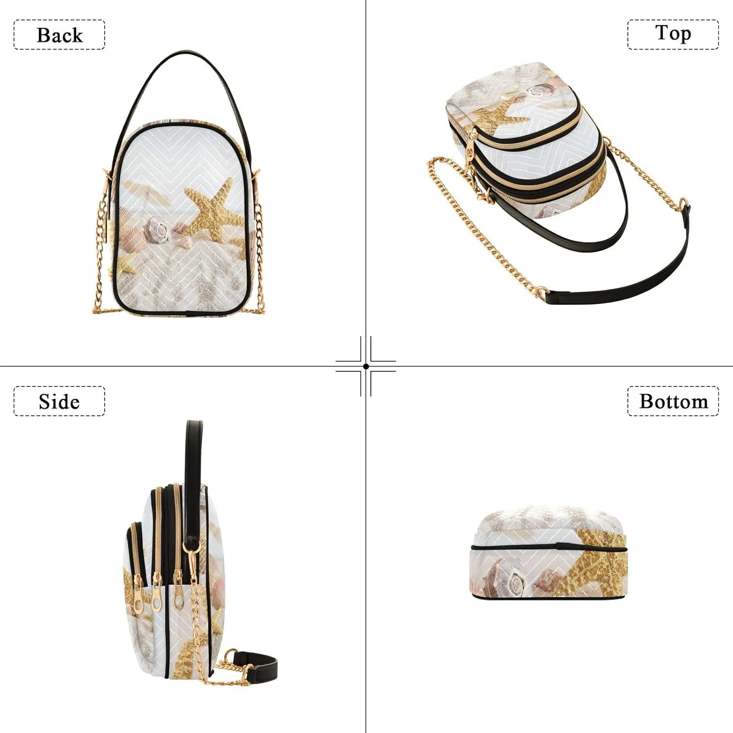 Women's Wave Cross Body Chest Bag, 52 inch Gold Chain Shoulder Handbag Purse