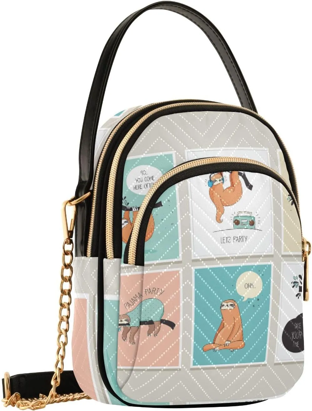 Women's Wave Cross Body Chest Bag, 52 inch Gold Chain Shoulder Handbag Purse