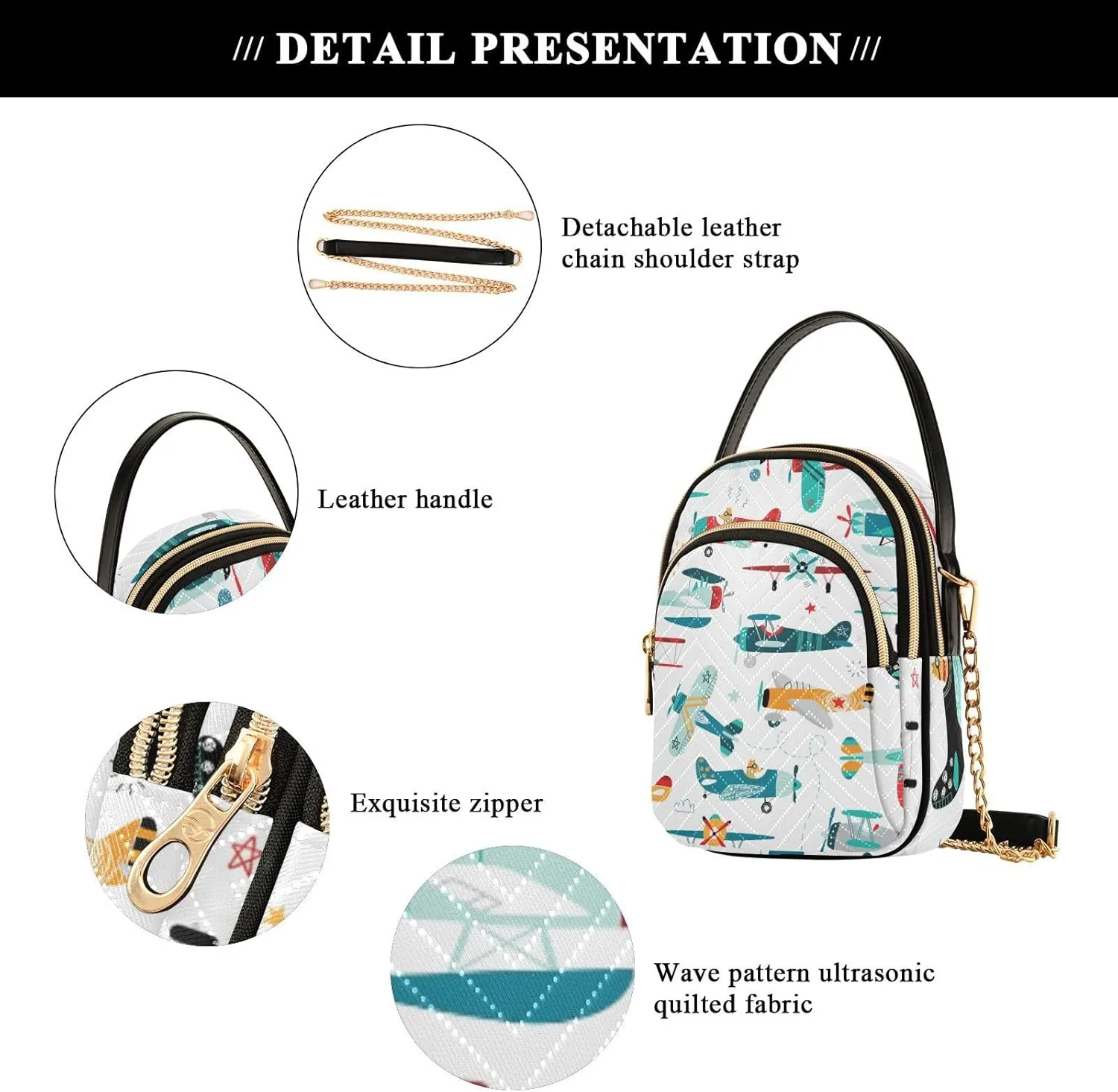 Women's Wave Cross Body Chest Bag, 52 inch Gold Chain Shoulder Handbag Purse