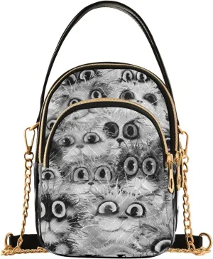 Women's Wave Cross Body Chest Bag, 52 inch Gold Chain Shoulder Handbag Purse