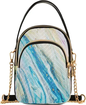 Women's Wave Cross Body Chest Bag, 52 inch Gold Chain Shoulder Handbag Purse