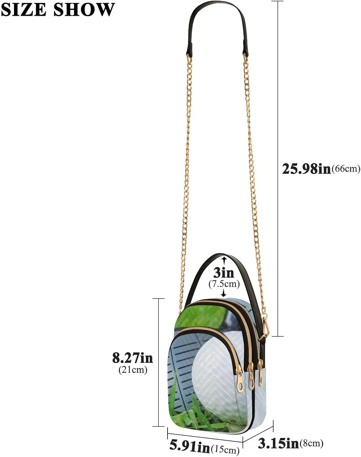 Women's Wave Cross Body Chest Bag, 52 inch Gold Chain Shoulder Handbag Purse