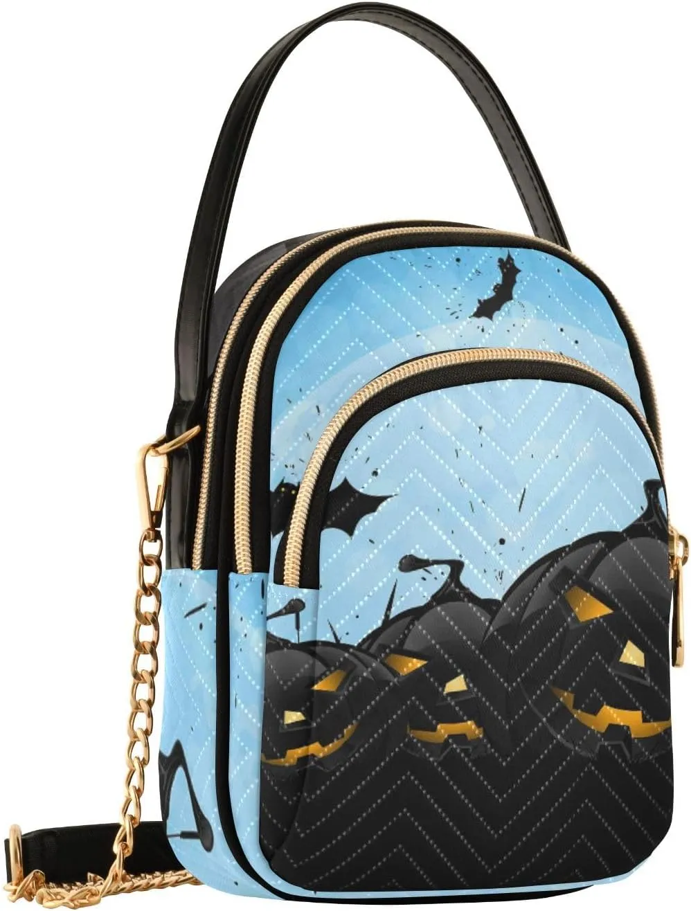 Women's Wave Cross Body Chest Bag, 52 inch Gold Chain Shoulder Handbag Purse