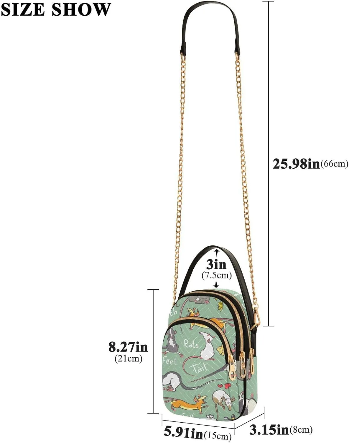 Women's Wave Cross Body Chest Bag, 52 inch Gold Chain Shoulder Handbag Purse