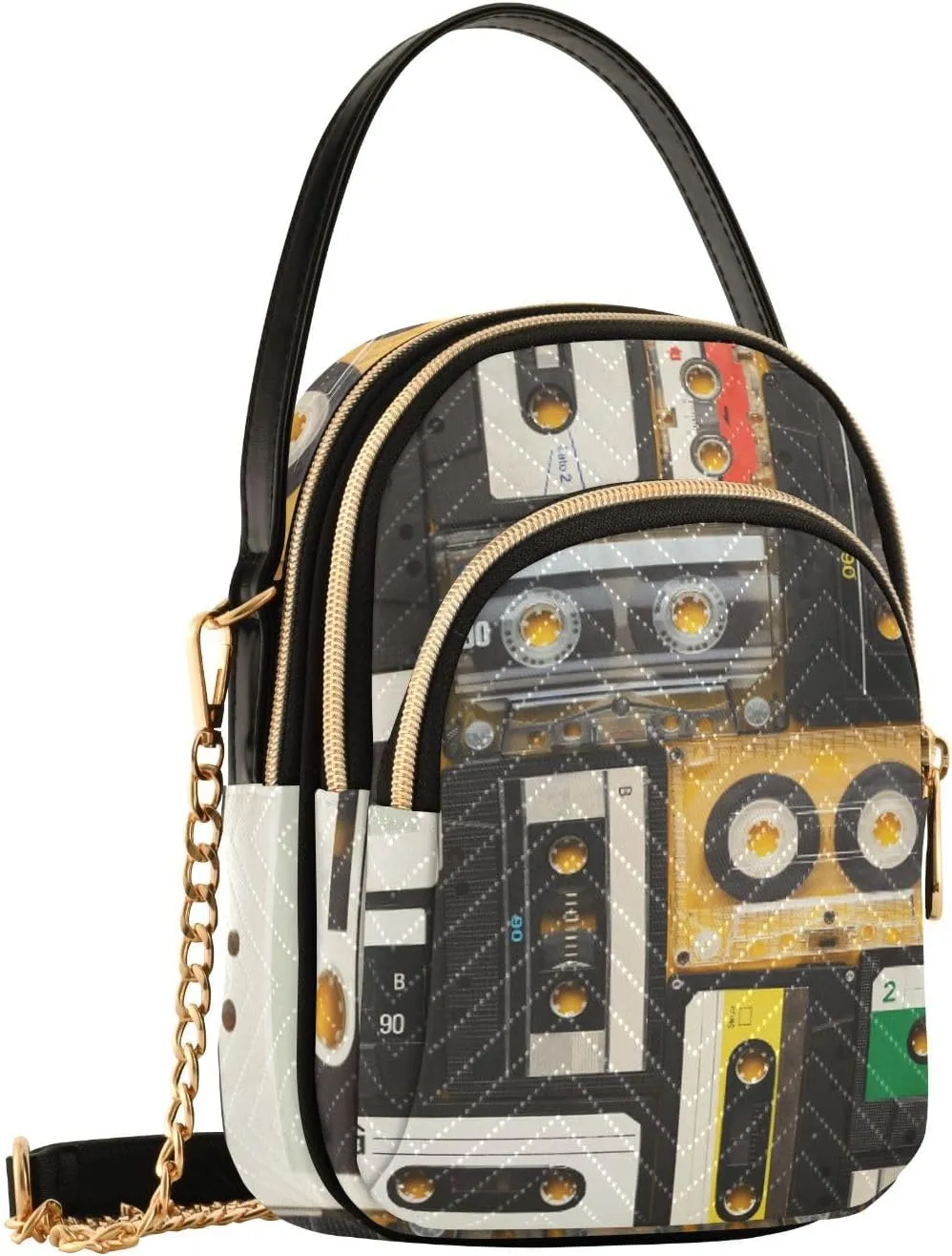 Women's Wave Cross Body Chest Bag, 52 inch Gold Chain Shoulder Handbag Purse