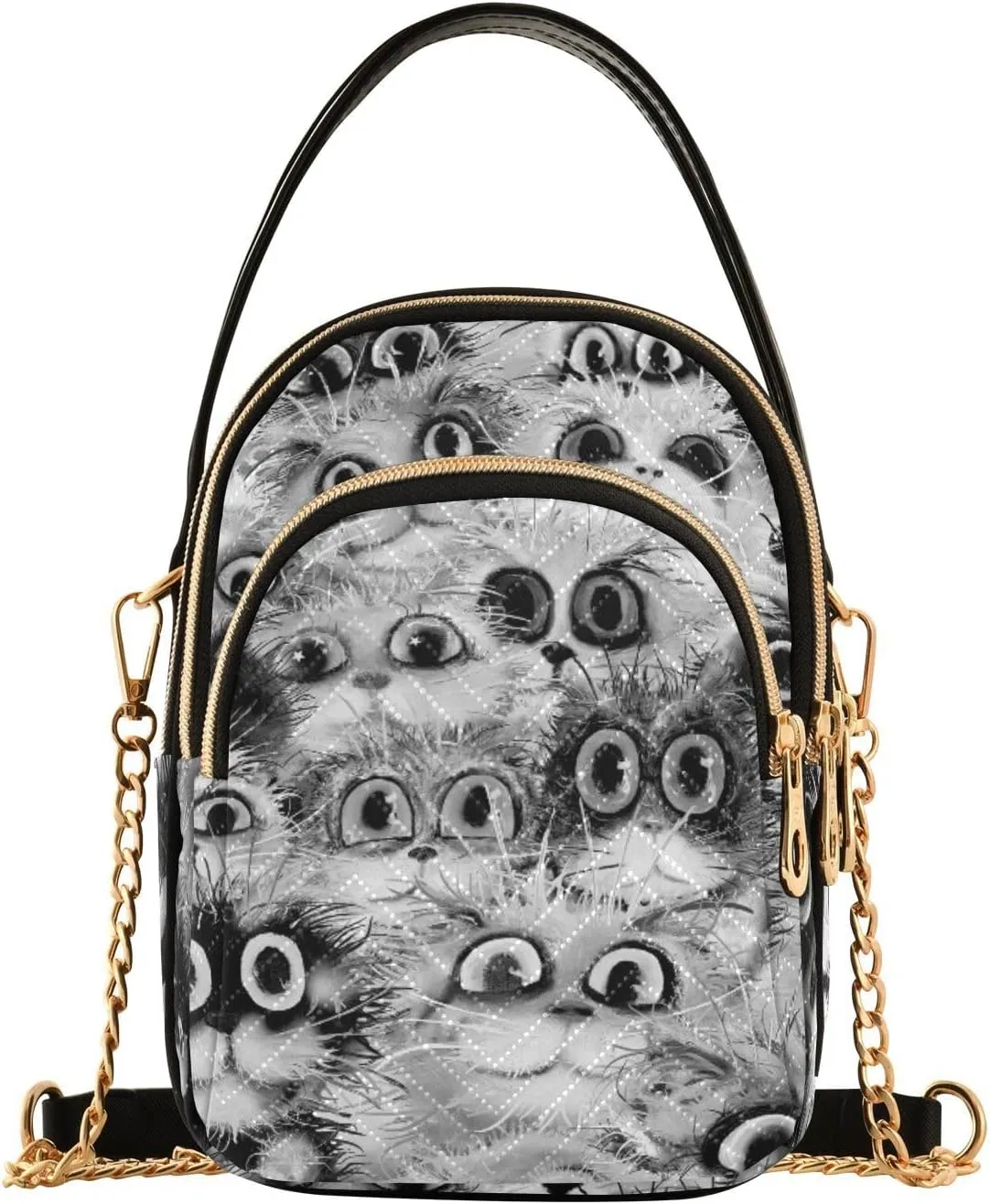 Women's Wave Cross Body Chest Bag, 52 inch Gold Chain Shoulder Handbag Purse
