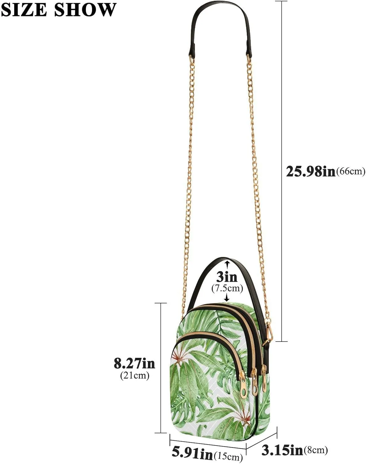 Women's Wave Cross Body Chest Bag, 52 inch Gold Chain Shoulder Handbag Purse