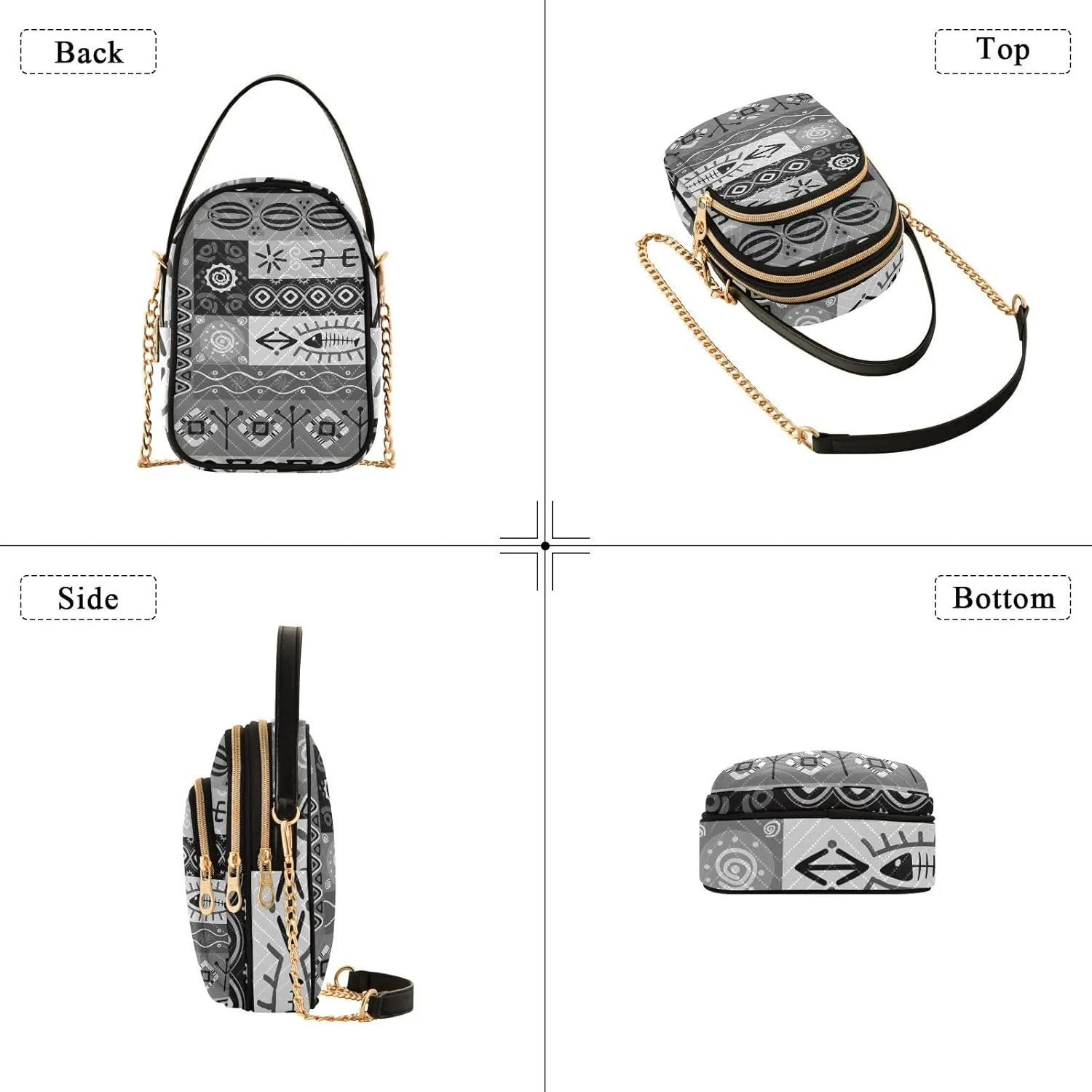 Women's Wave Cross Body Chest Bag, 52 inch Gold Chain Shoulder Handbag Purse