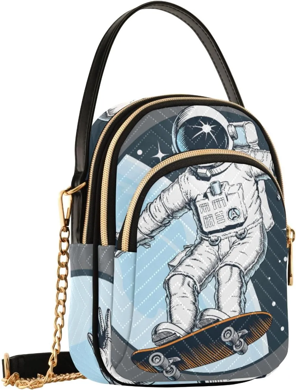 Women's Wave Cross Body Chest Bag, 52 inch Gold Chain Shoulder Handbag Purse