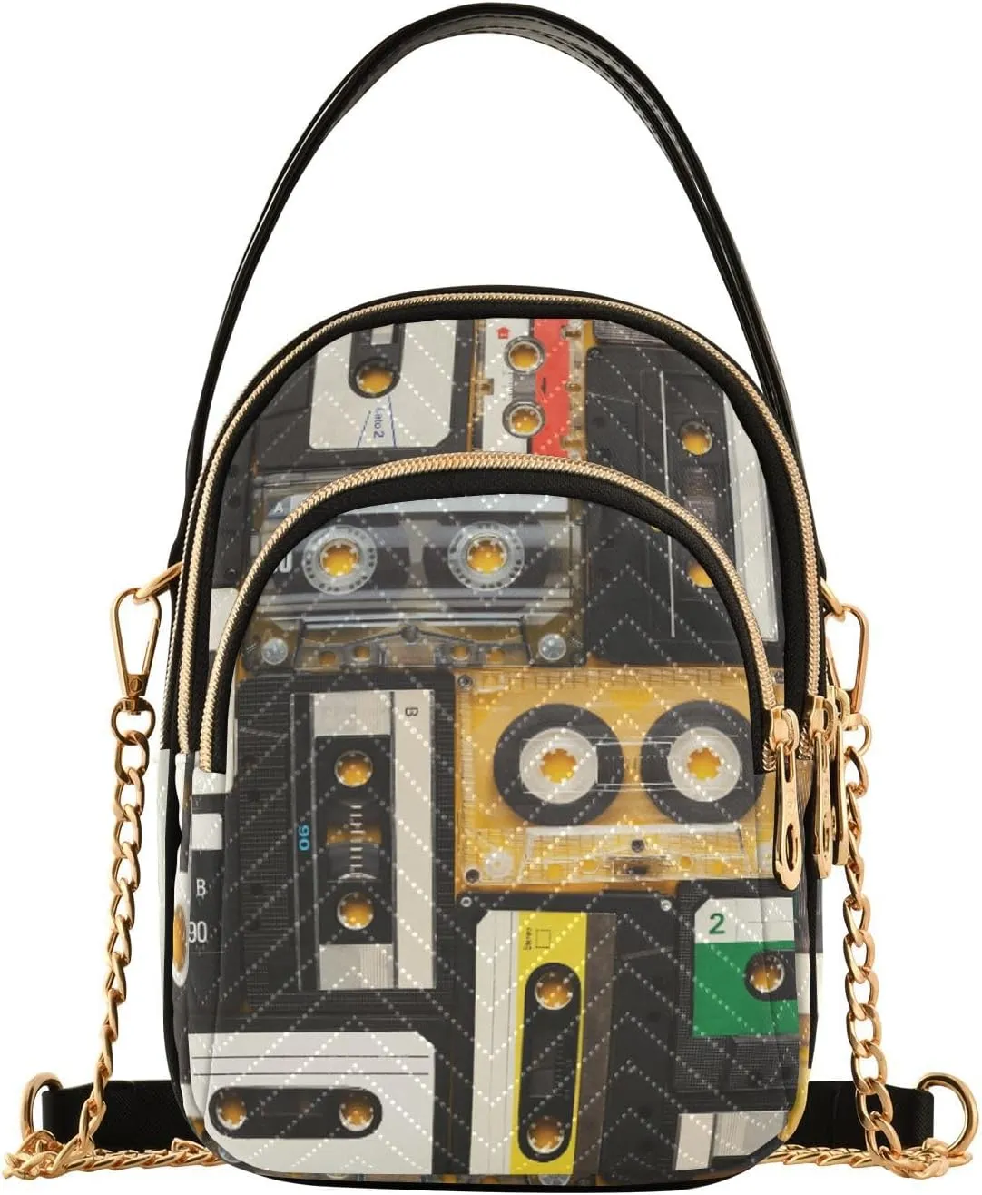 Women's Wave Cross Body Chest Bag, 52 inch Gold Chain Shoulder Handbag Purse