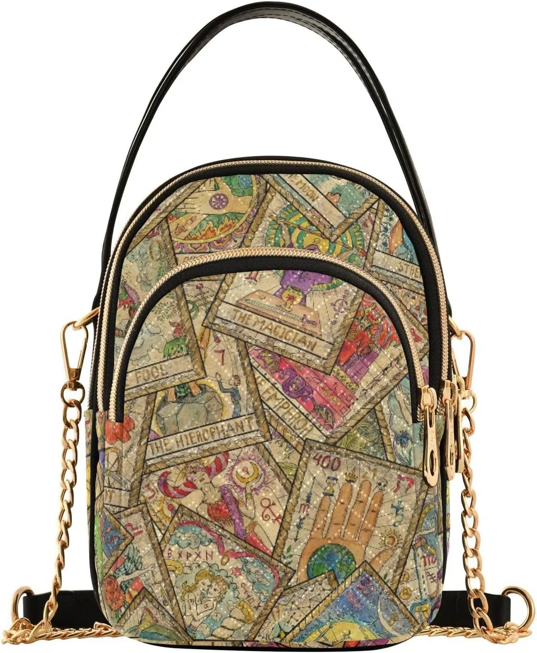 Women's Wave Cross Body Chest Bag, 52 inch Gold Chain Shoulder Handbag Purse