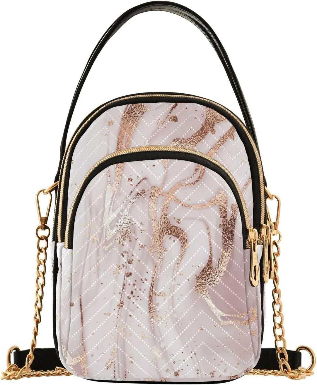 Women's Wave Cross Body Chest Bag, 52 inch Gold Chain Shoulder Handbag Purse