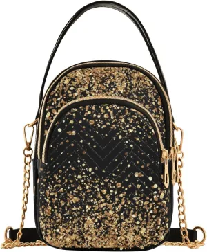 Women's Wave Cross Body Chest Bag, 52 inch Gold Chain Shoulder Handbag Purse