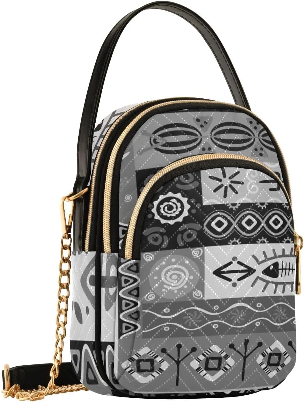 Women's Wave Cross Body Chest Bag, 52 inch Gold Chain Shoulder Handbag Purse