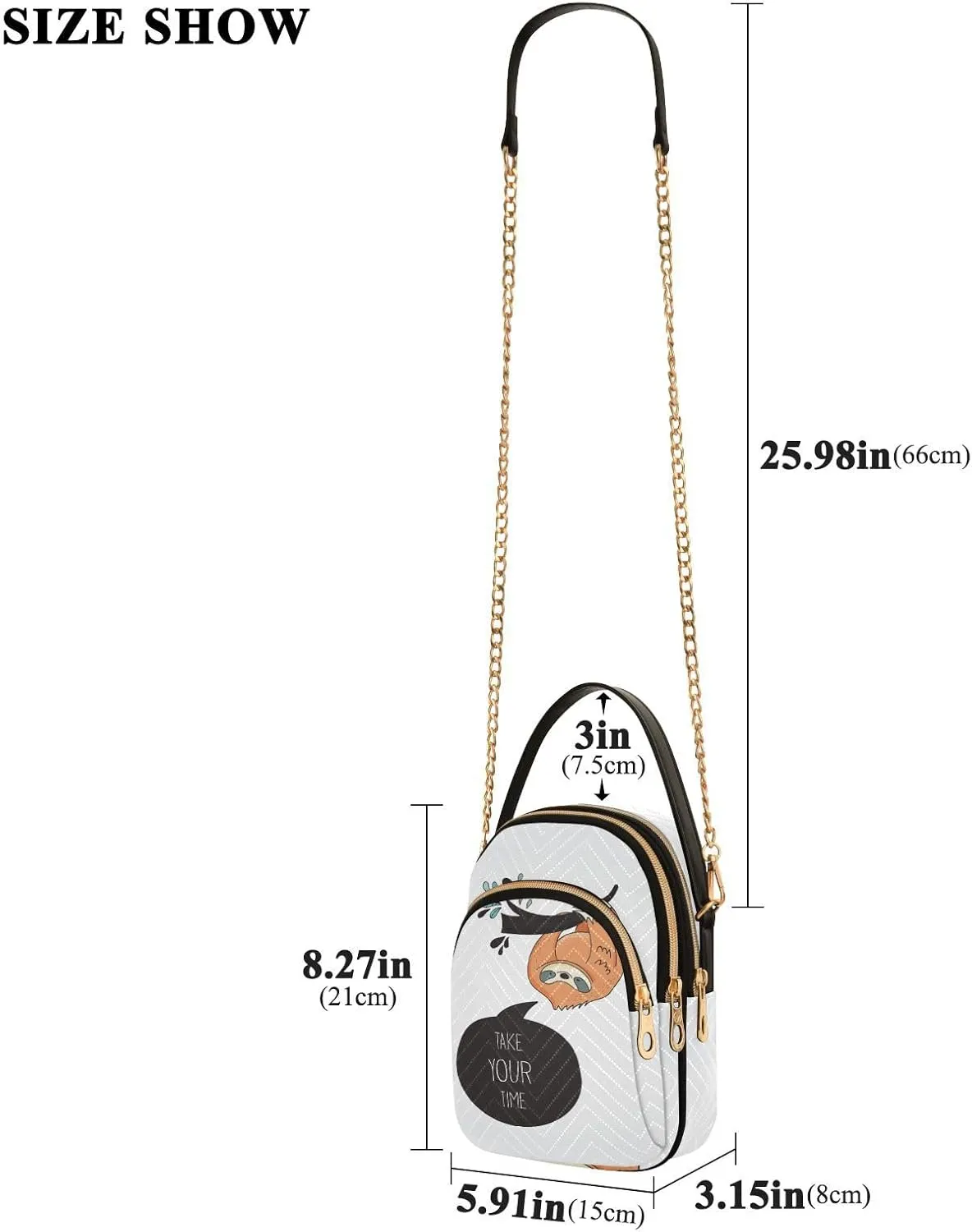 Women's Wave Cross Body Chest Bag, 52 inch Gold Chain Shoulder Handbag Purse