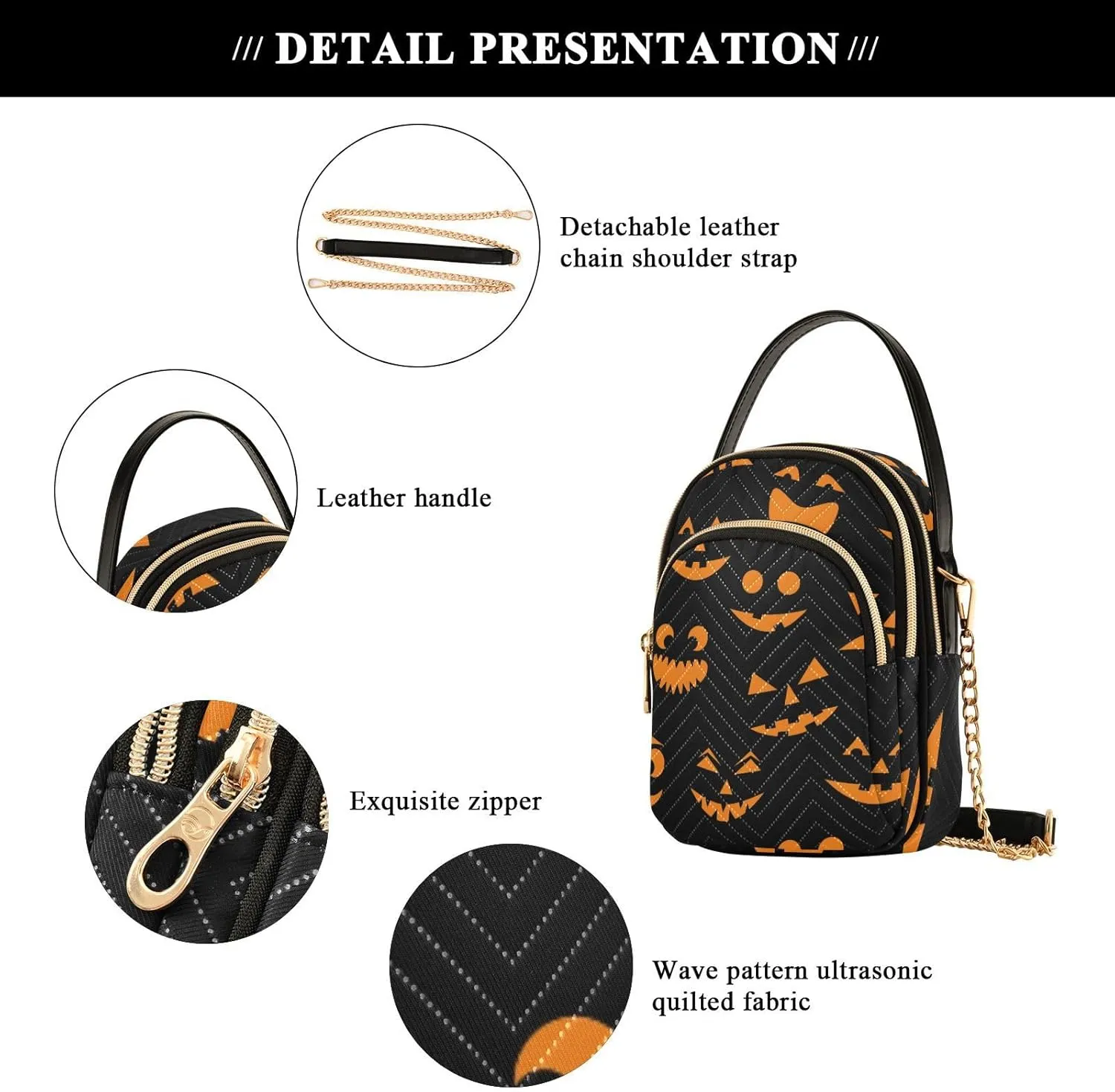 Women's Wave Cross Body Chest Bag, 52 inch Gold Chain Shoulder Handbag Purse