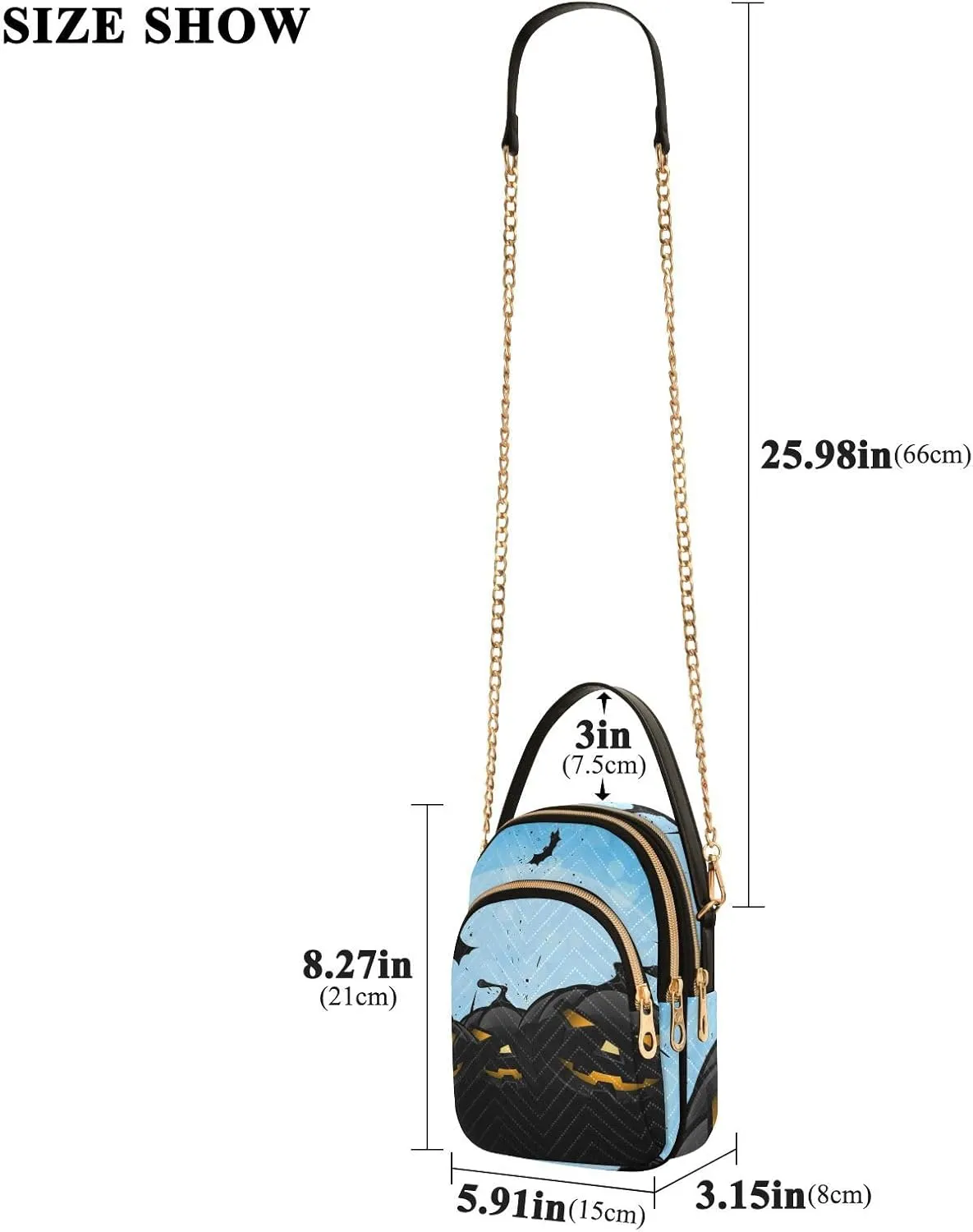 Women's Wave Cross Body Chest Bag, 52 inch Gold Chain Shoulder Handbag Purse
