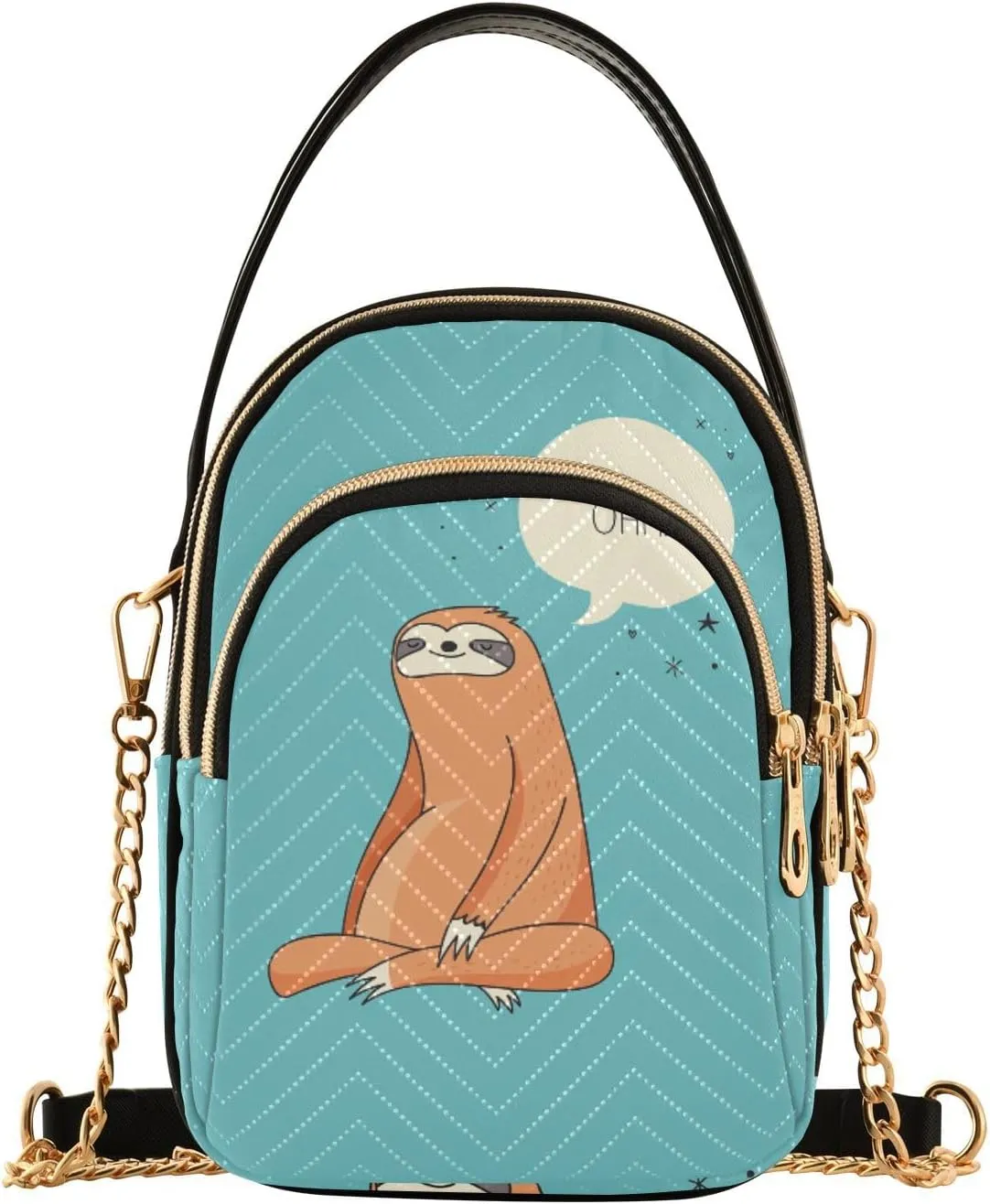 Women's Wave Cross Body Chest Bag, 52 inch Gold Chain Shoulder Handbag Purse