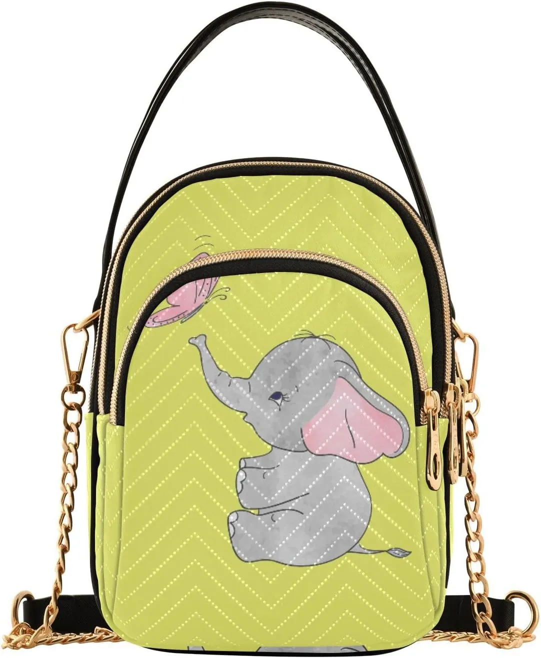 Women's Wave Cross Body Chest Bag, 52 inch Gold Chain Shoulder Handbag Purse