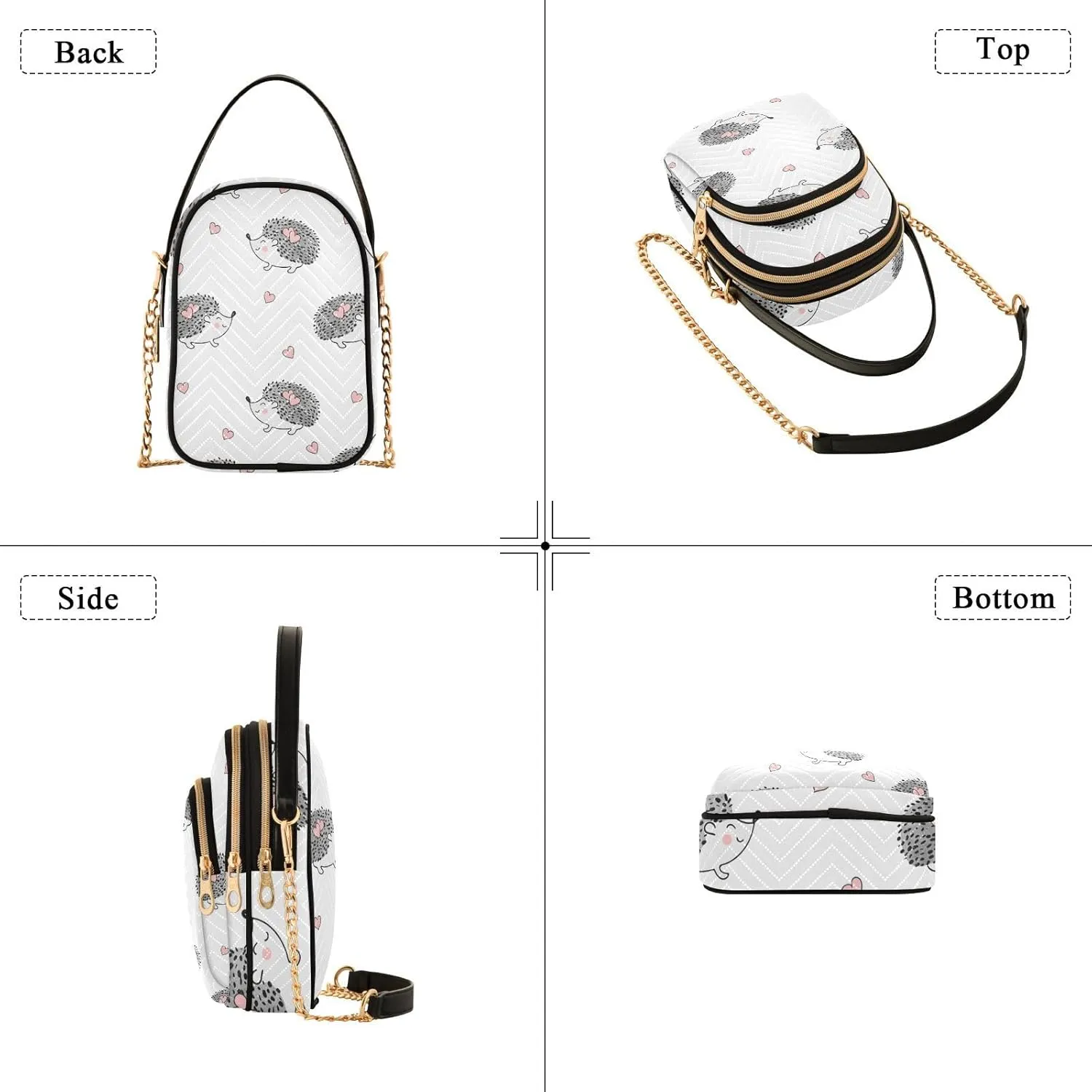 Women's Wave Cross Body Chest Bag, 52 inch Gold Chain Shoulder Handbag Purse