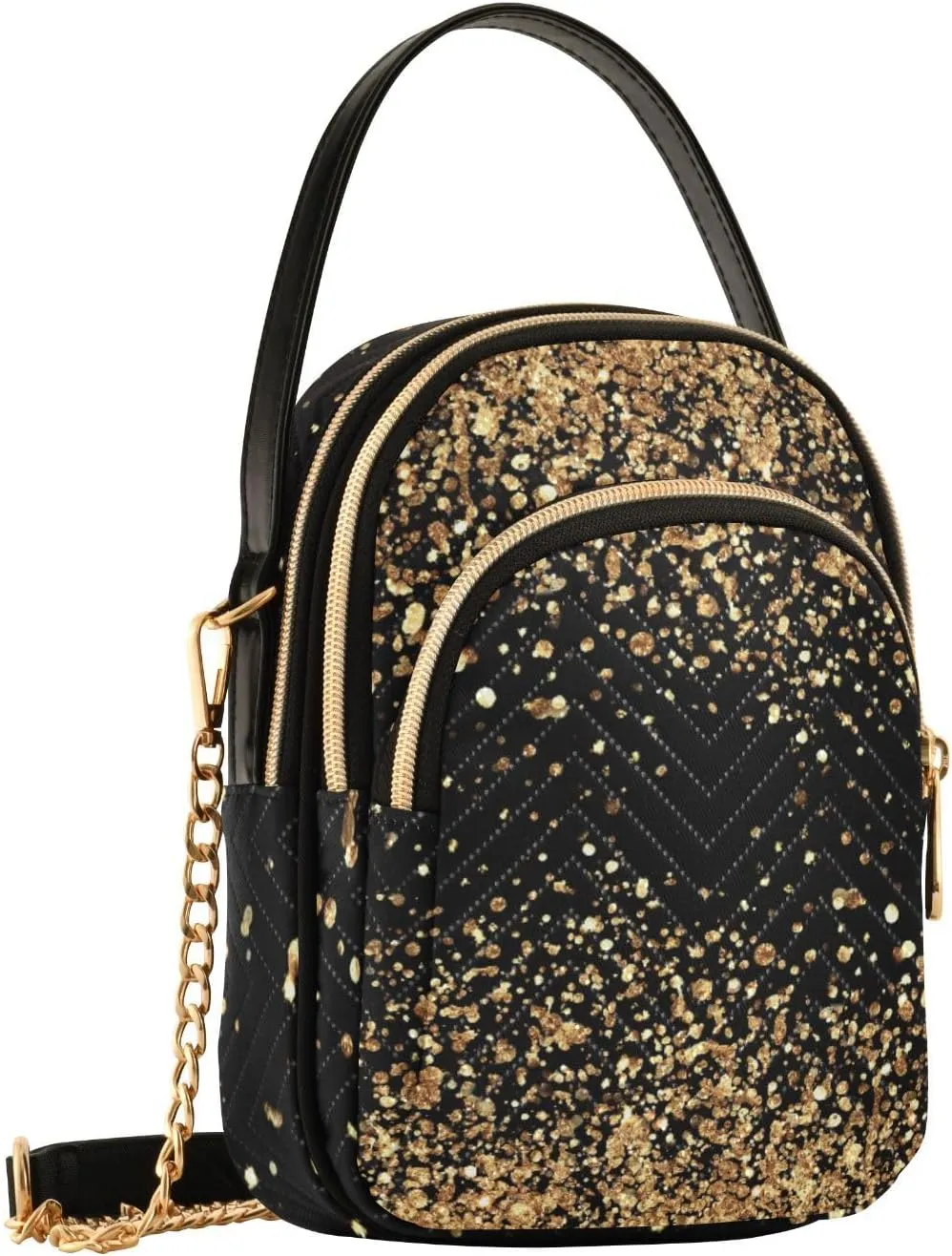 Women's Wave Cross Body Chest Bag, 52 inch Gold Chain Shoulder Handbag Purse