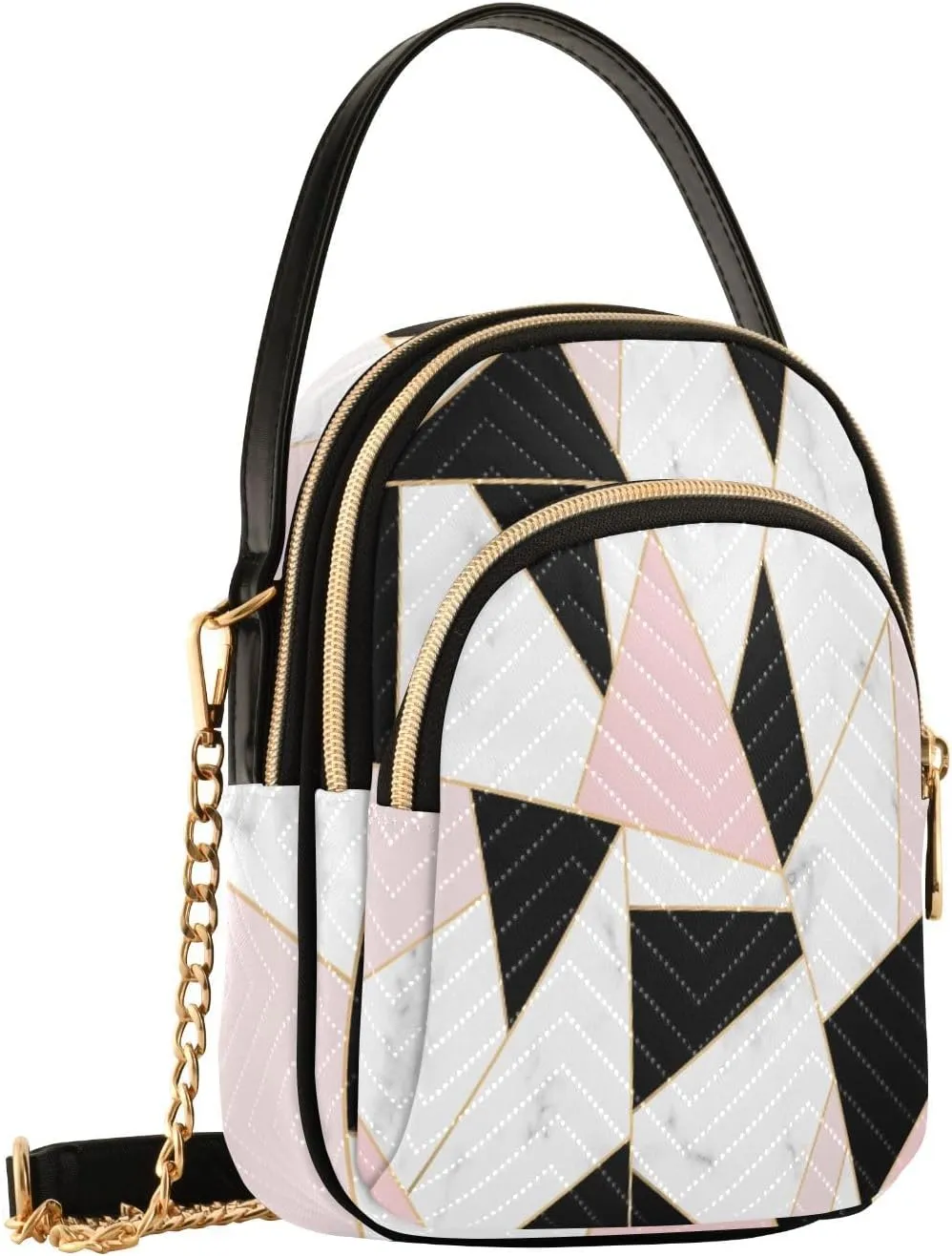 Women's Wave Cross Body Chest Bag, 52 inch Gold Chain Shoulder Handbag Purse