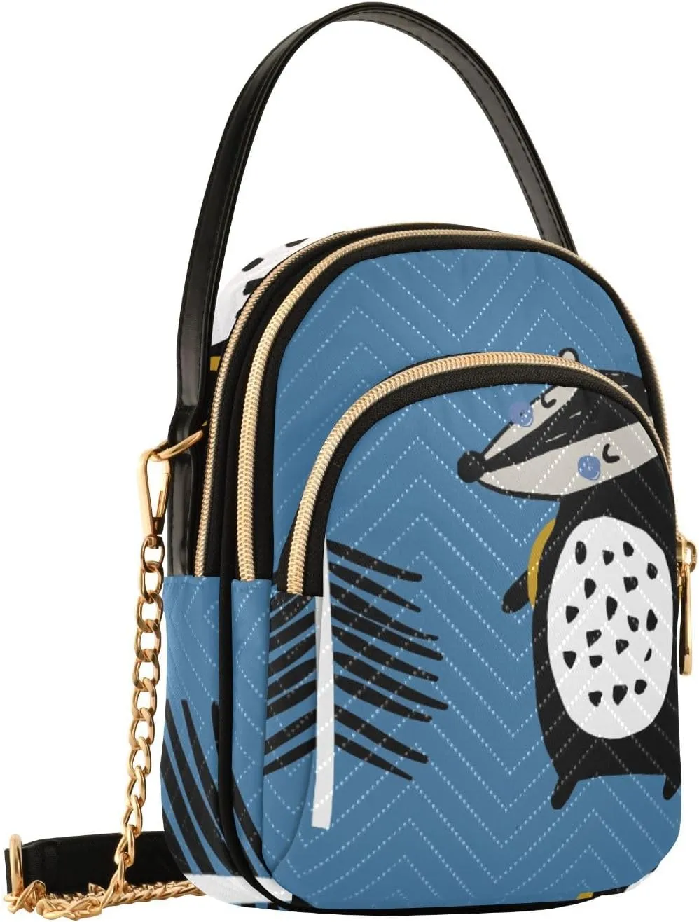 Women's Wave Cross Body Chest Bag, 52 inch Gold Chain Shoulder Handbag Purse