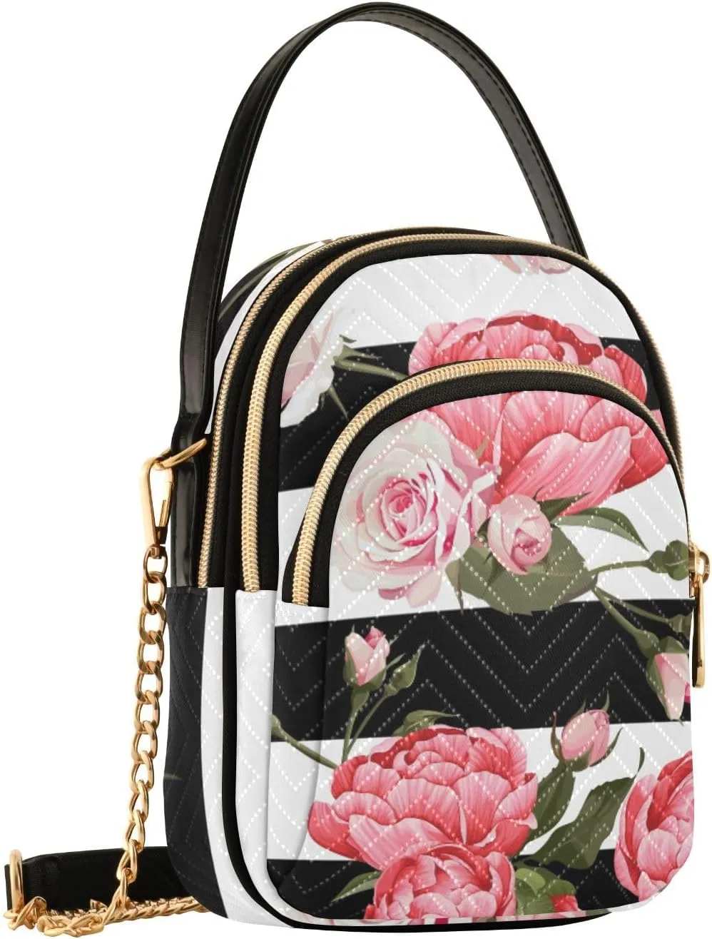 Women's Wave Cross Body Chest Bag, 52 inch Gold Chain Shoulder Handbag Purse