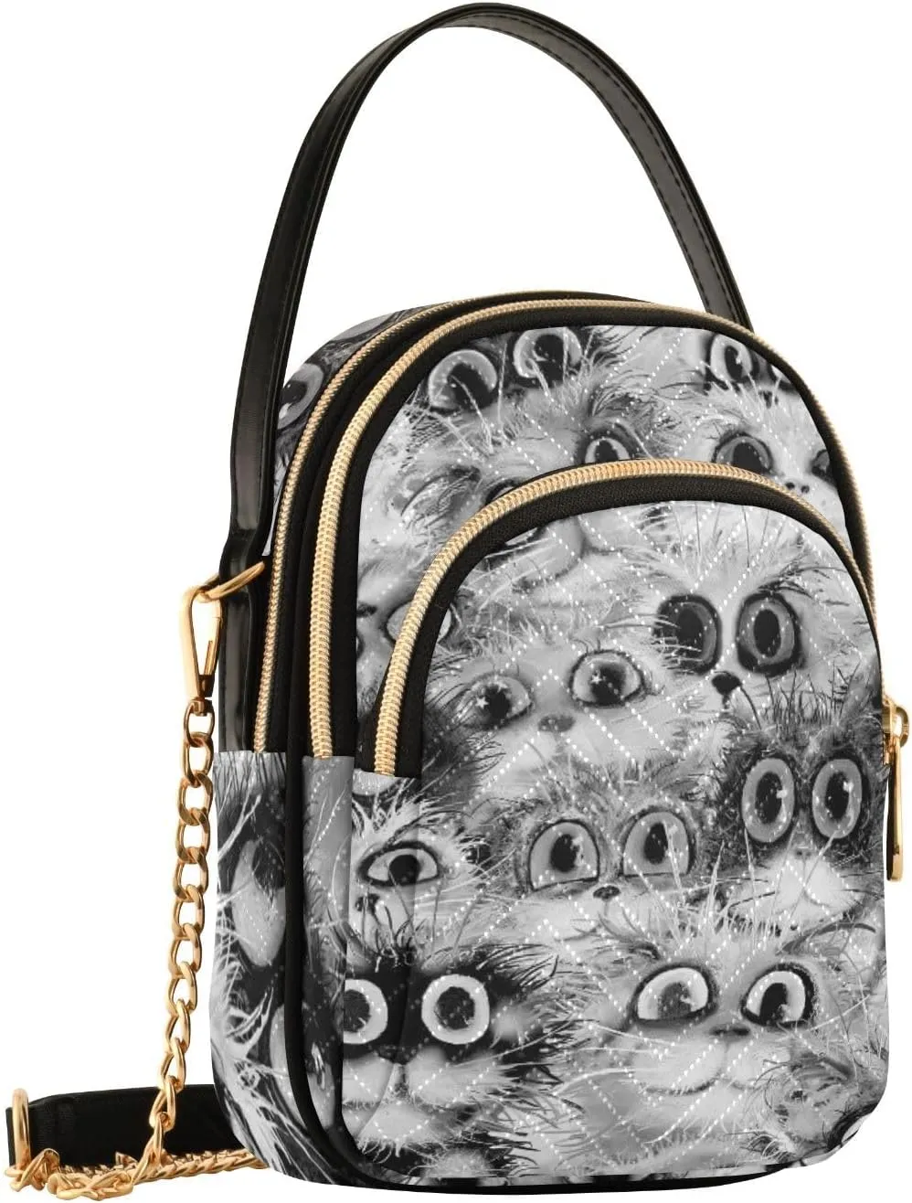 Women's Wave Cross Body Chest Bag, 52 inch Gold Chain Shoulder Handbag Purse