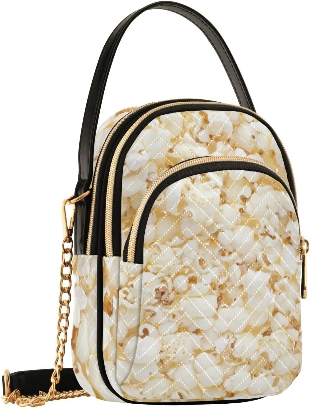 Women's Wave Cross Body Chest Bag, 52 inch Gold Chain Shoulder Handbag Purse